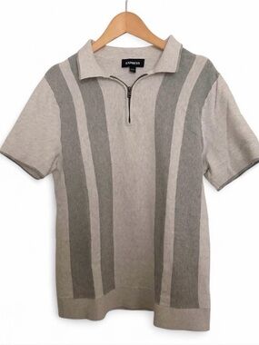 Express Vertical Stripe Zip Polo